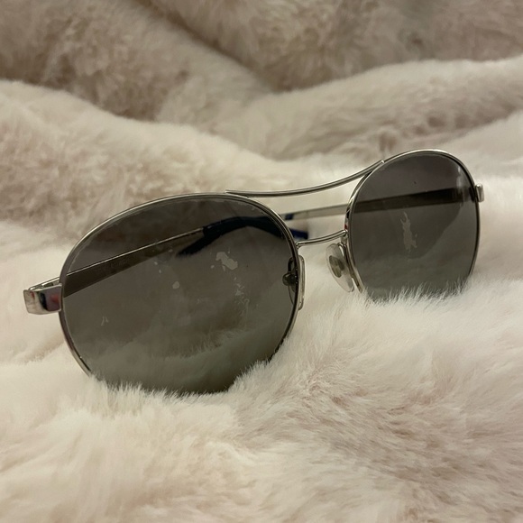 Tory Burch TY6037 Round Aviator Sunglasses in Silver/Black & Blue/White T Print - Picture 5 of 9